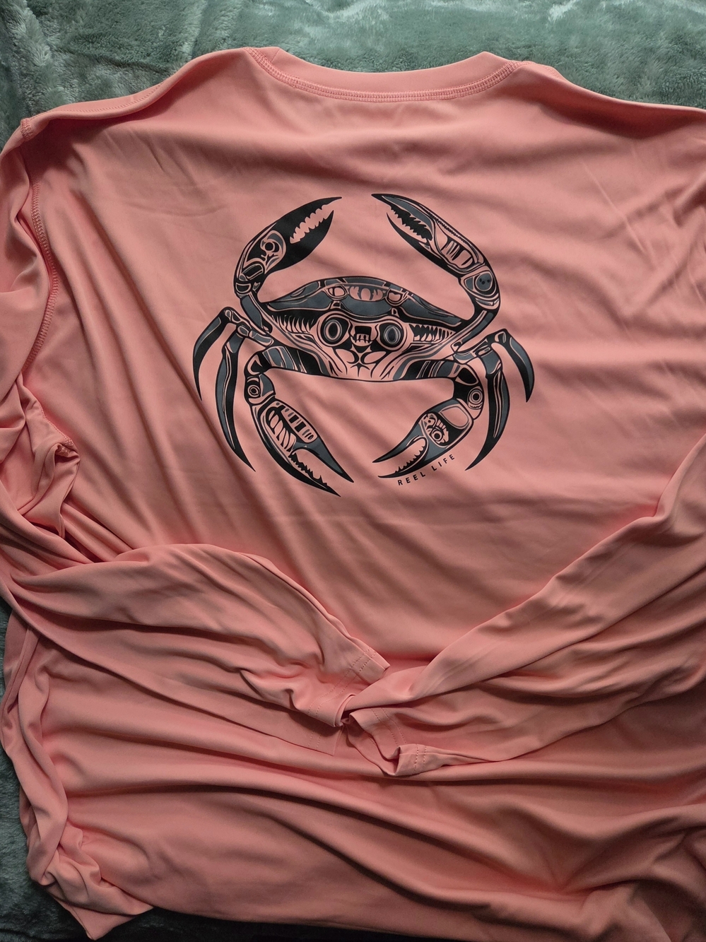 Men's Coral Graphic Crab Size XXL Long-Sleeve UV Shirt By Reel Life Surf